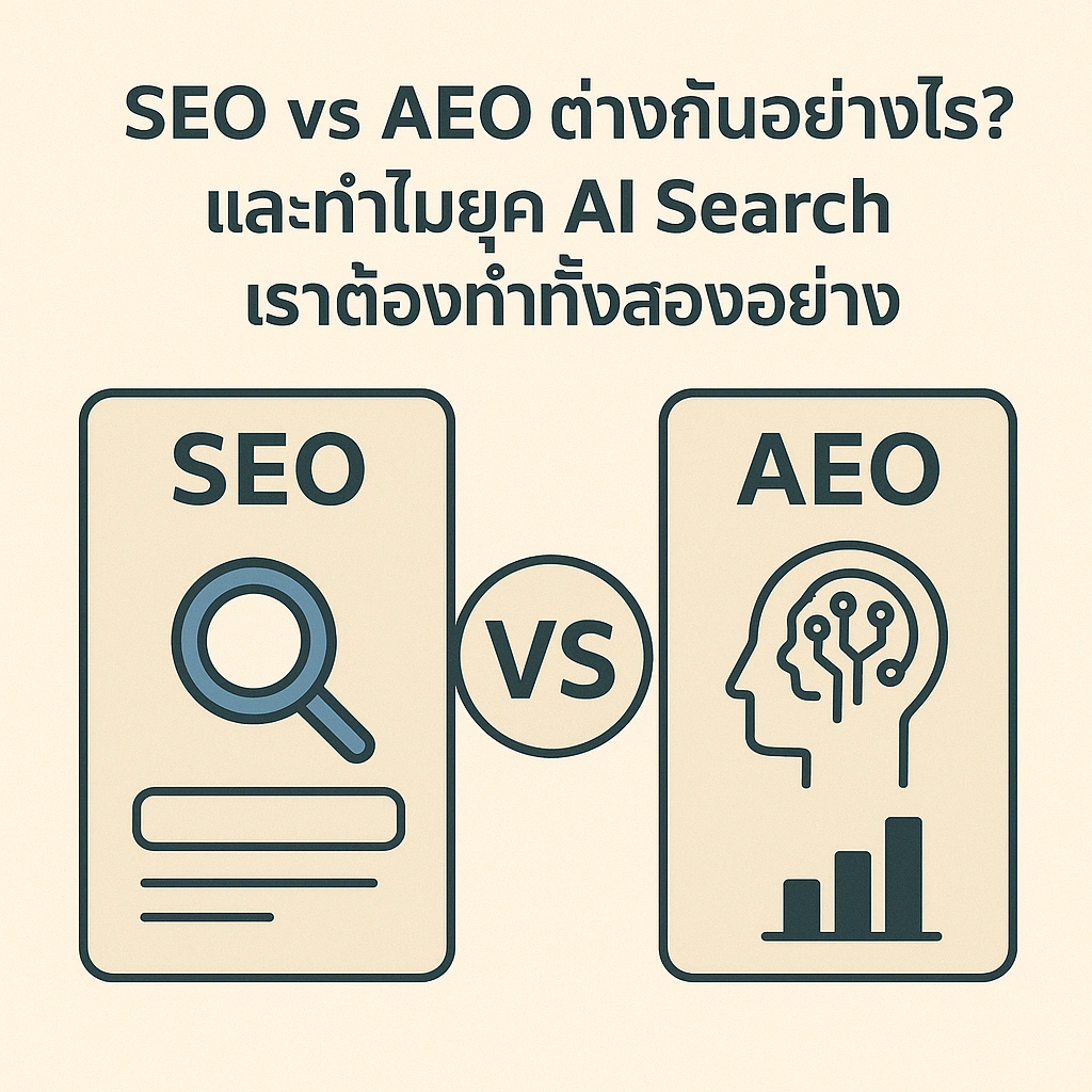 SEO vs AEO ต่างกันอย่างไร? และทำไมยุค AI Search เราต้องทำทั้งสองอย่าง